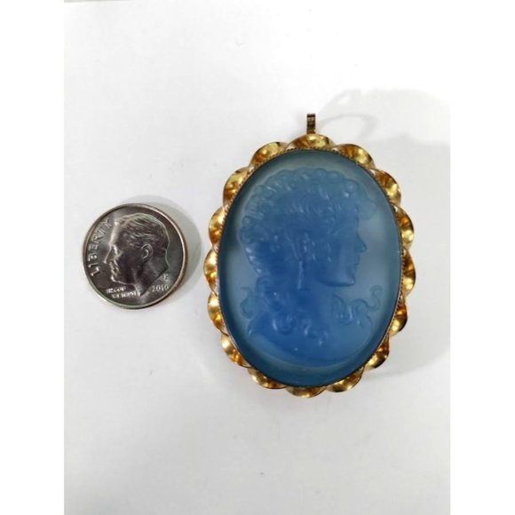 Vintage Vermeil Gold-Plated Glass Victorian Brooch Pendant Exquisite Piece - Picture 2 of 9